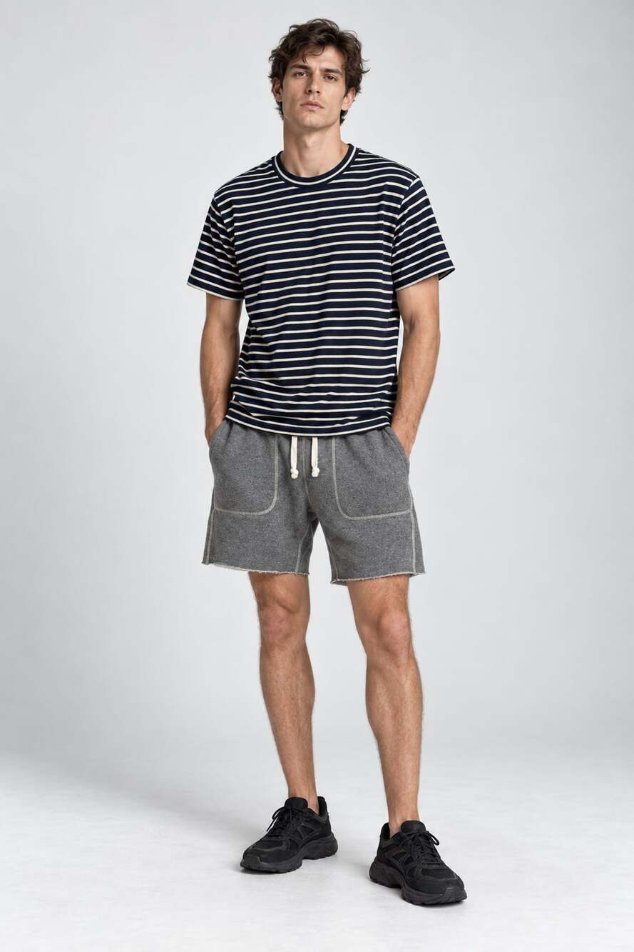 Todd Snyder Bundle Striped T-Shirt+Short Size M Navy White M/S